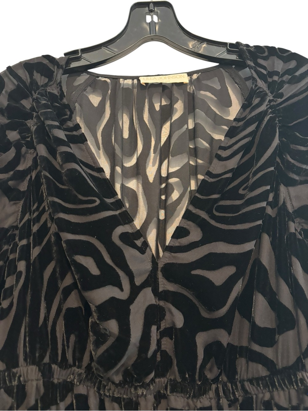 Ulla Johnson Elora Silk & Velvet Black Midi Dress Women Size 6 - Picture 4 of 10